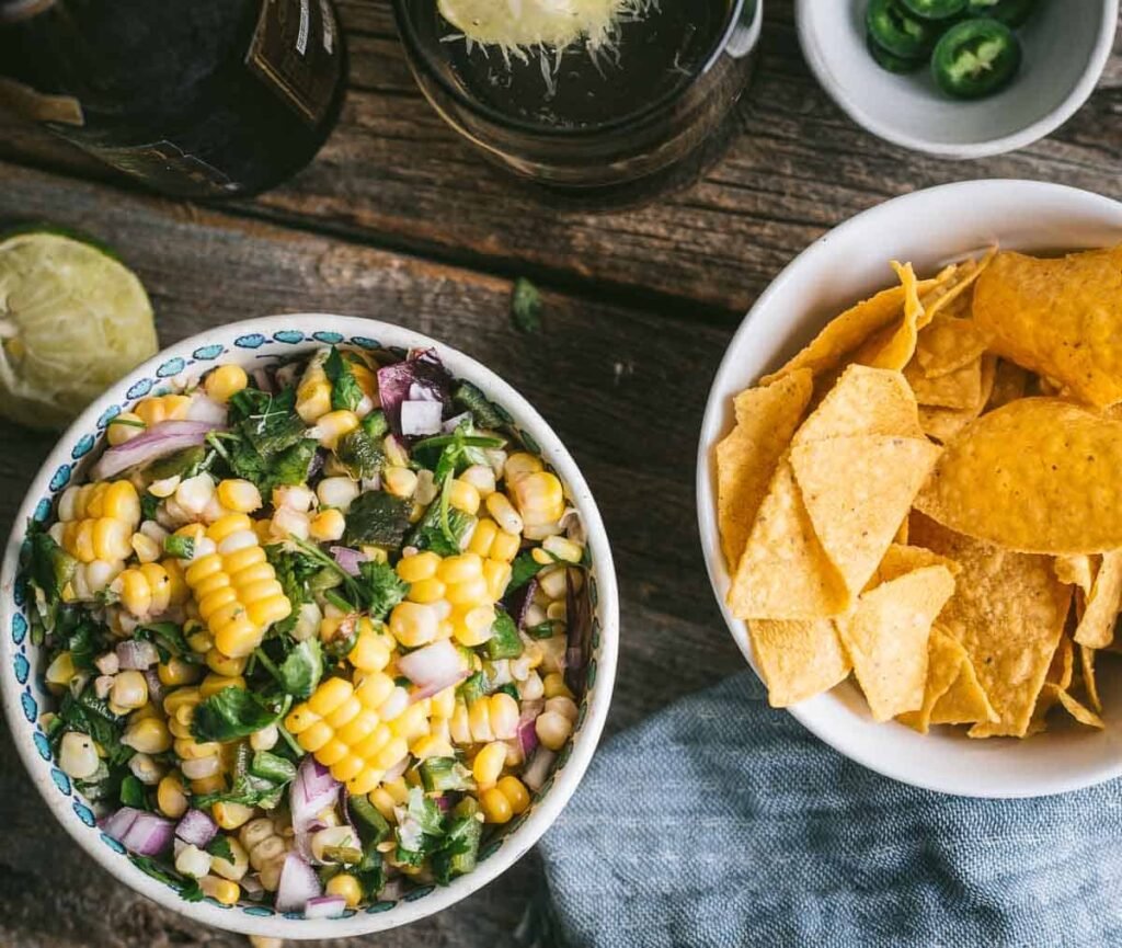 Chips & Roasted Chili-Corn Salsa